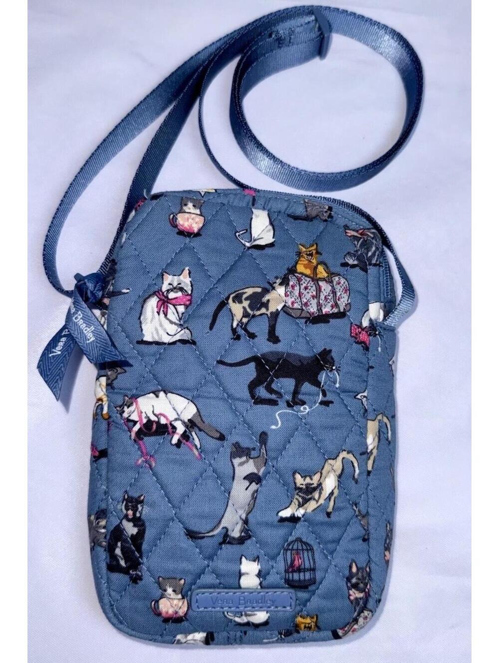 Vera Bradley CAT’S MEOW Phone RFID Card Wallet Crossbody Adjustable Strap